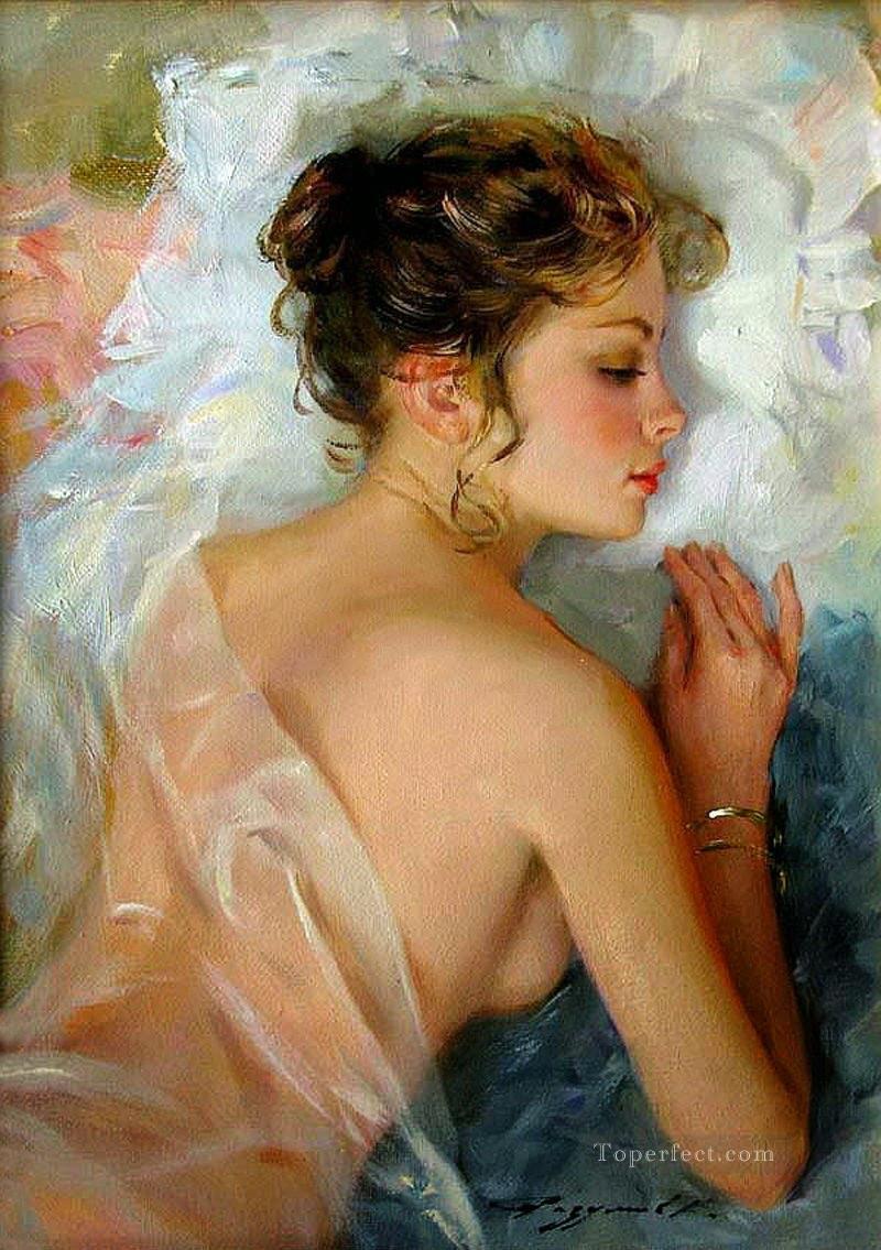 Hermosa Chica KR 016 Impresionista desnuda Pintura al óleo